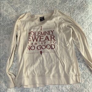 Cream Graphic Sweater with Maroon Print